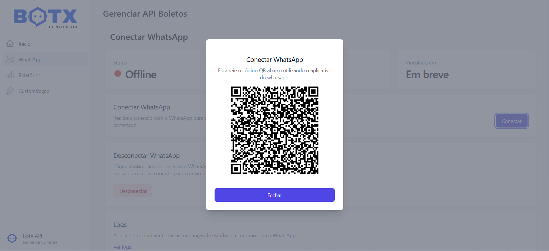 Admin page scan qrcode whatsapp