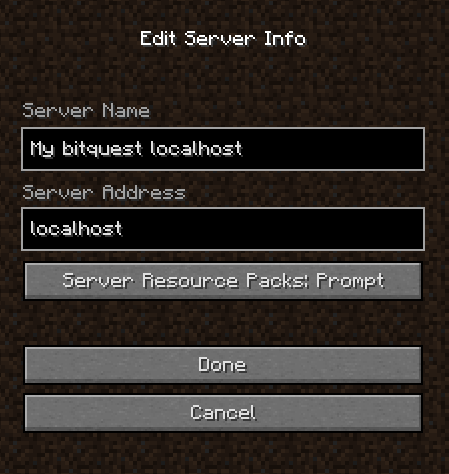 Adding localhost as server