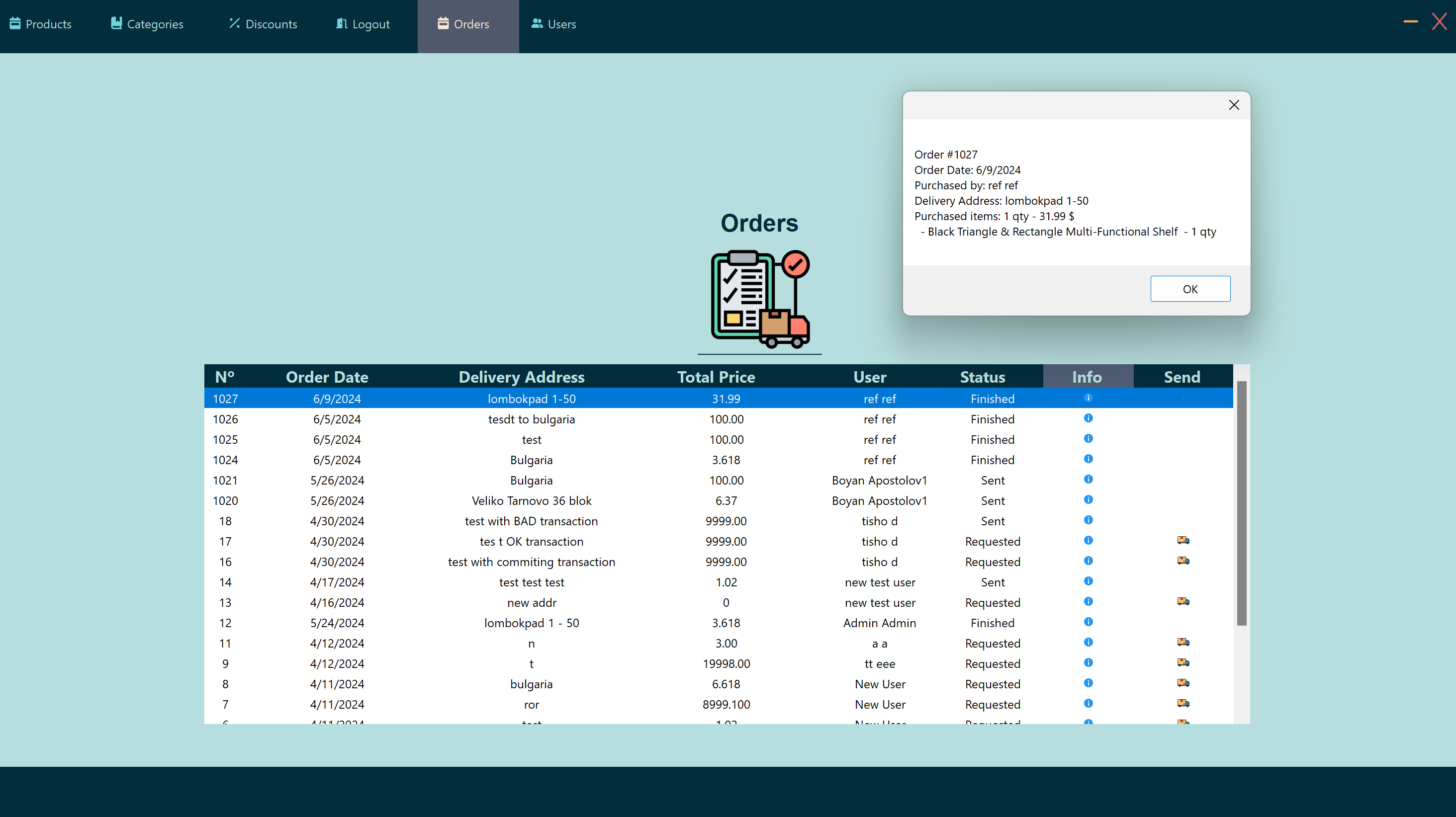 Orders Page