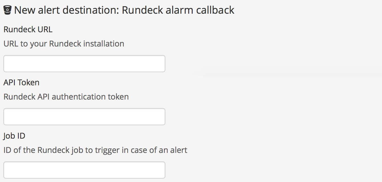 Screenshot: Adding a Rundeck alarm callback