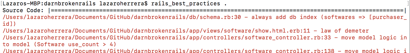 Run rails-best-practices .