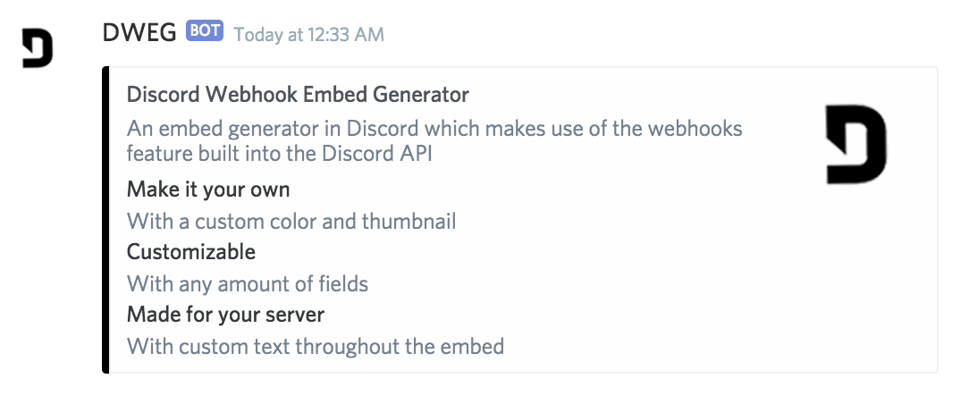 Discord Webhook Embed Generator