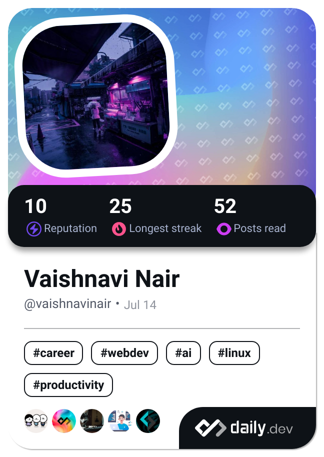 Vaishnavi Nair's Dev Card