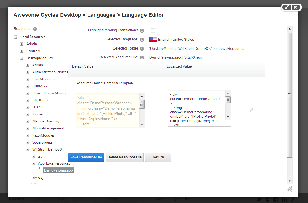 Language Editor Example