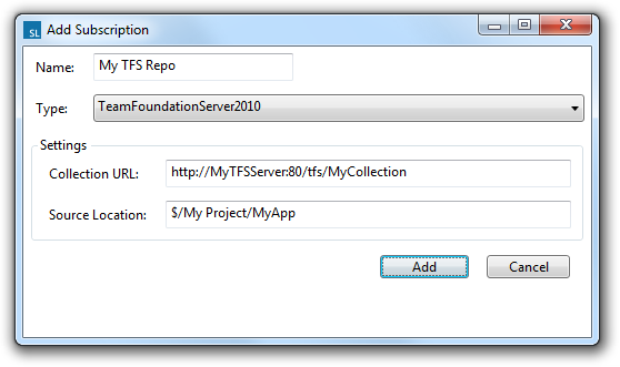 Adding a TFS subscription