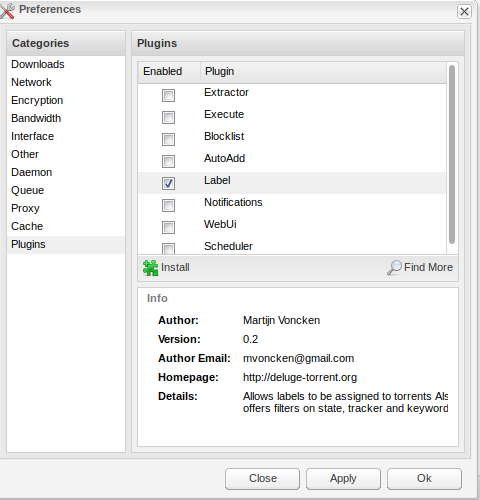 Plugins Section Screenshot