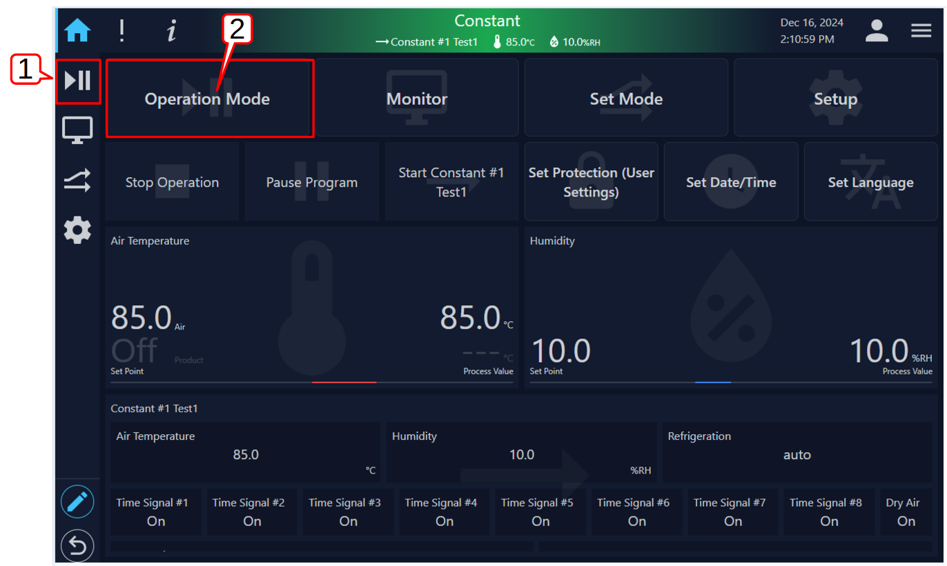 Accessing the Operation Mode page