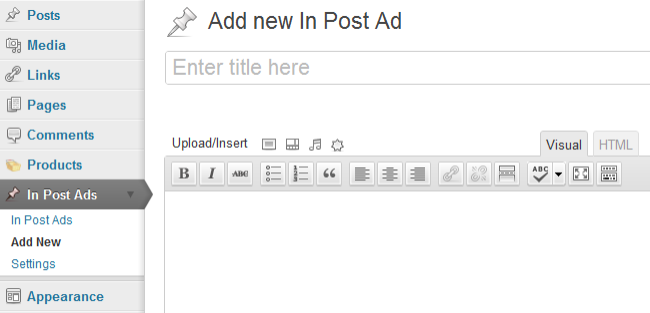 In post ads settings