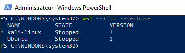 List of WSL installed