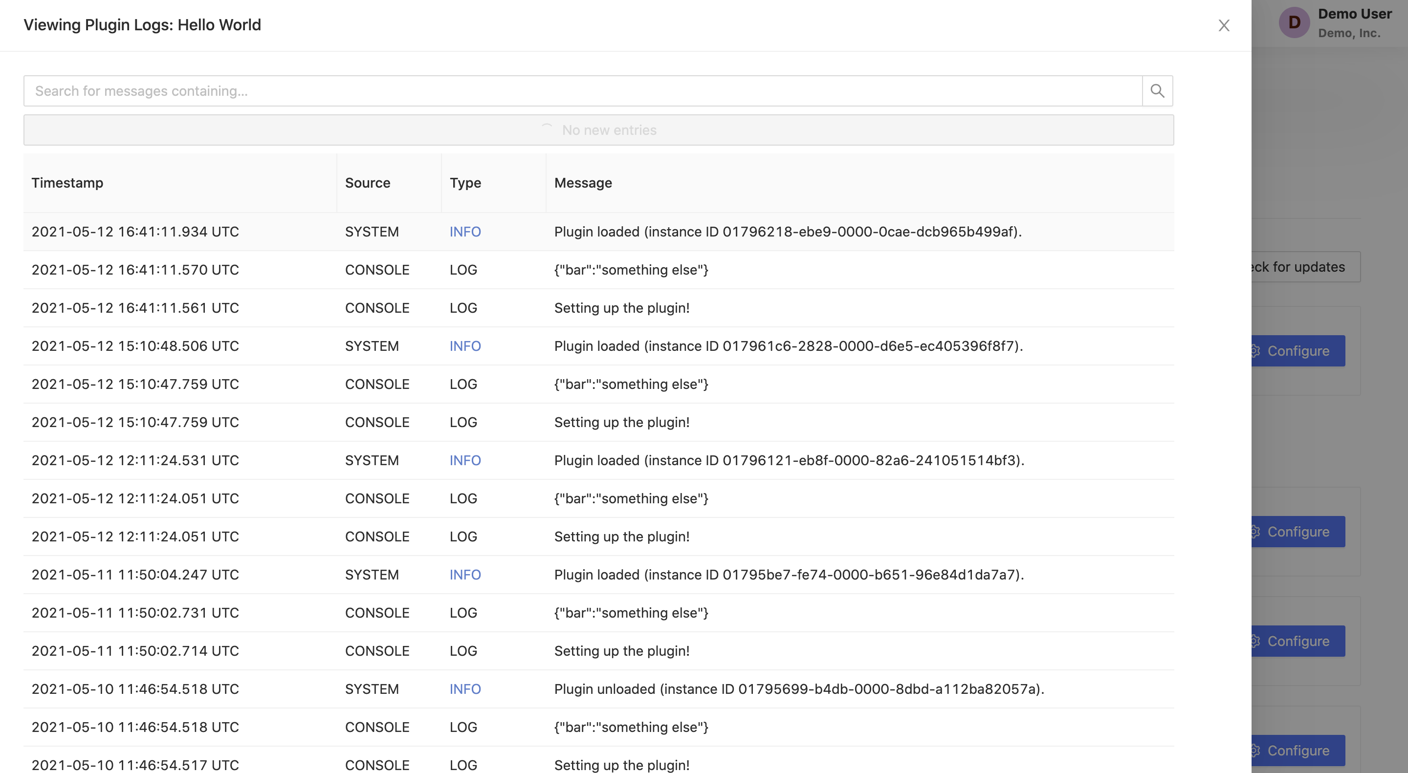 Plugin Logs