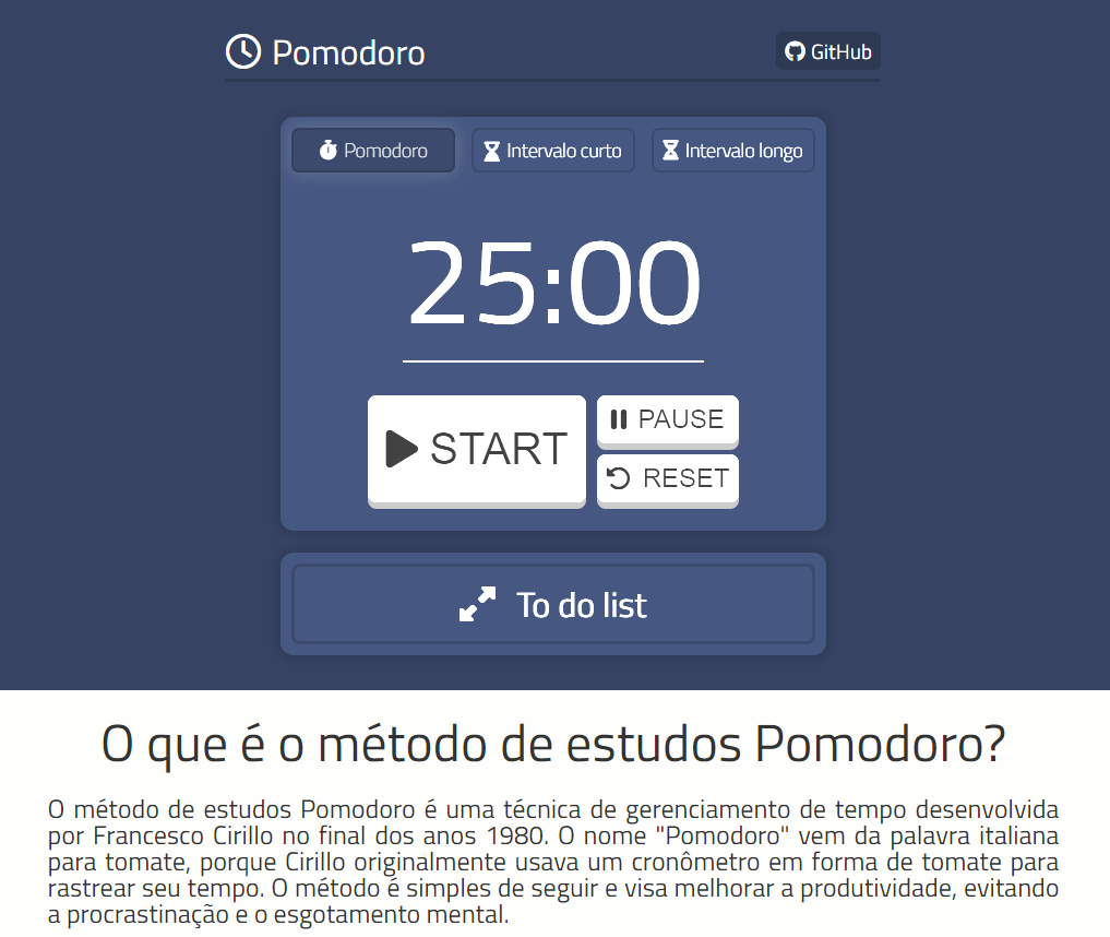 Imagem do site pomodoro