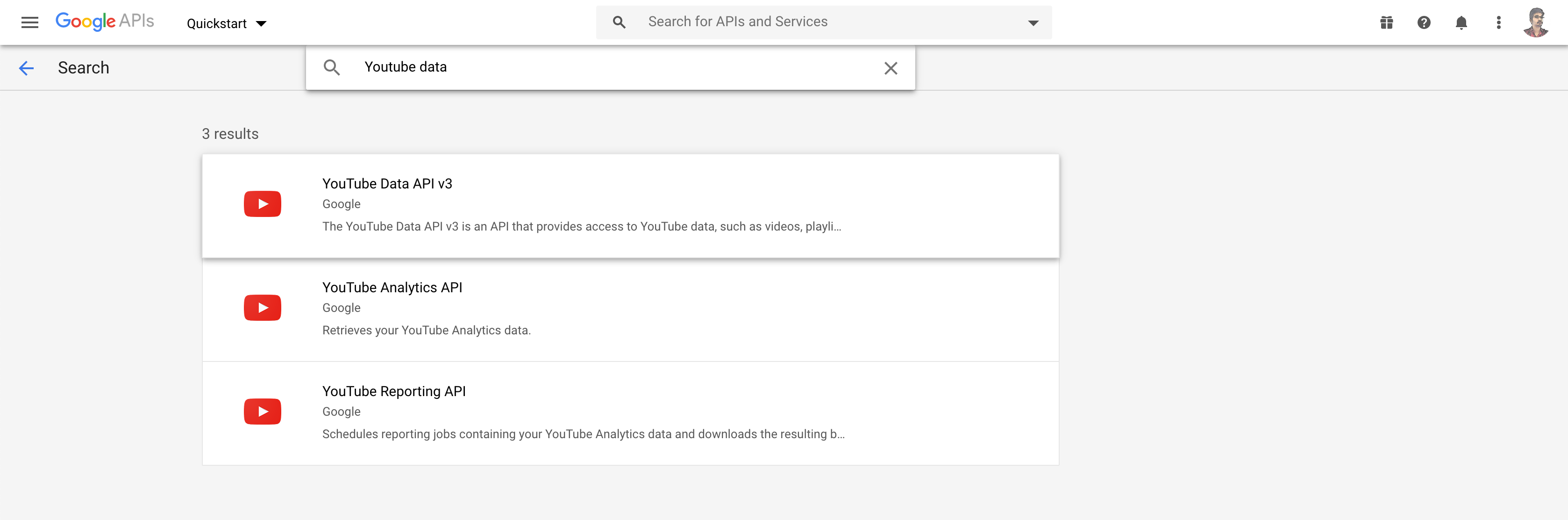 YouTube Data API v3