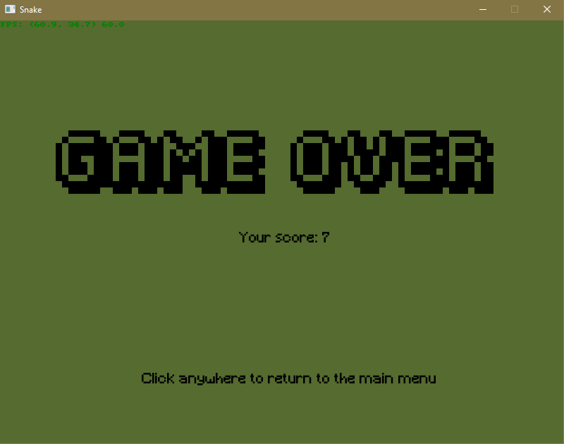 Game Over Screen