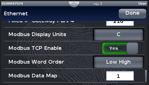 Modbus setting on F4T
