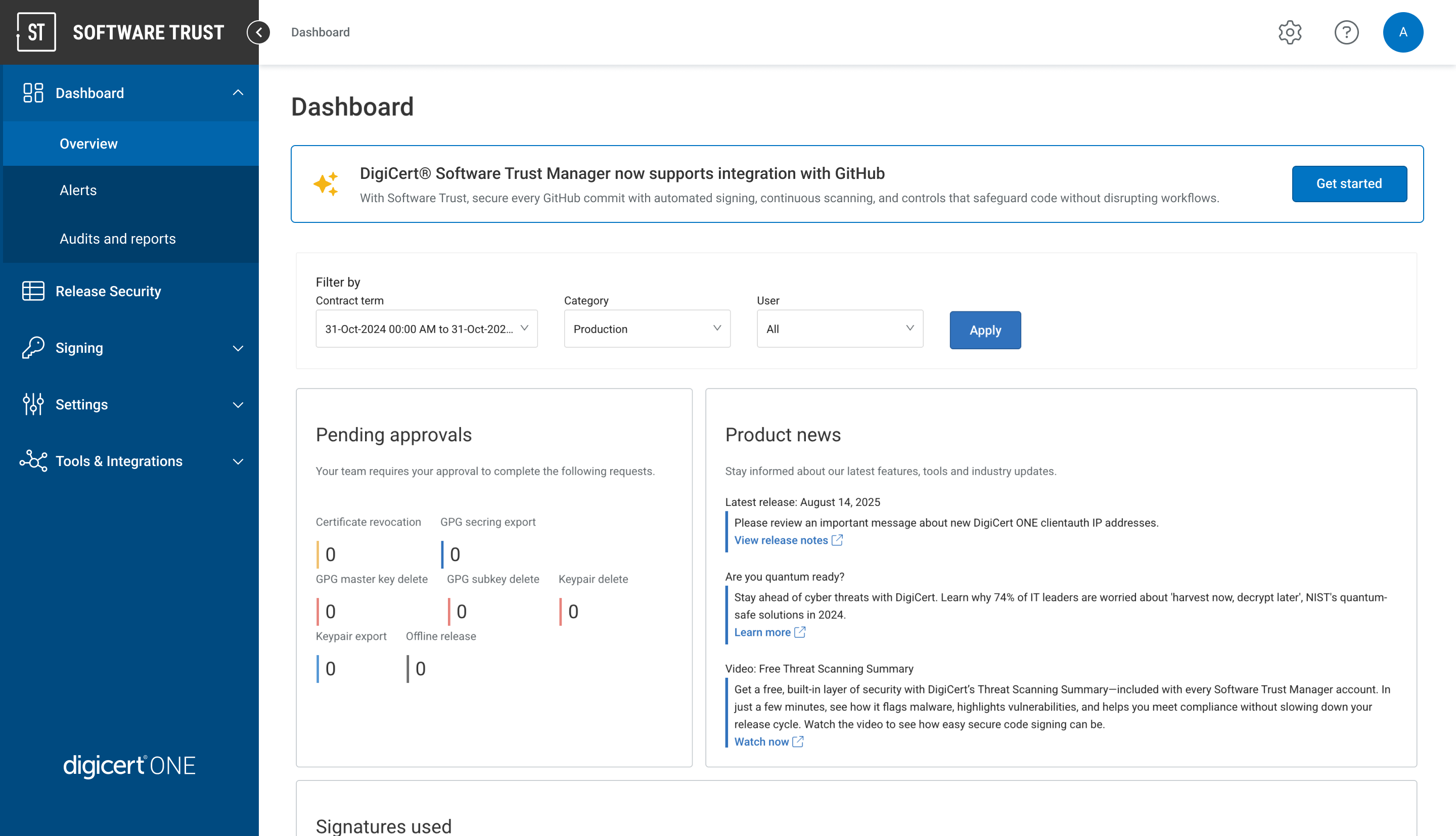 Release Security Dashboard