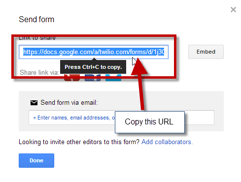 Copy the Form URL