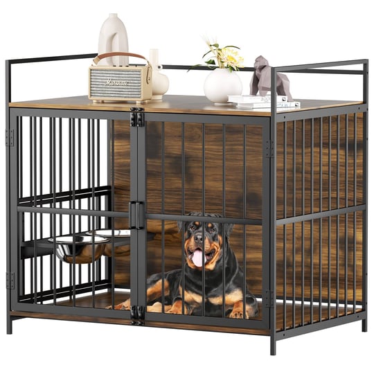 roomtec-48-inch-furniture-style-large-dog-crate-with-two-360-adjustable-stainless-steel-bowls-end-ta-1