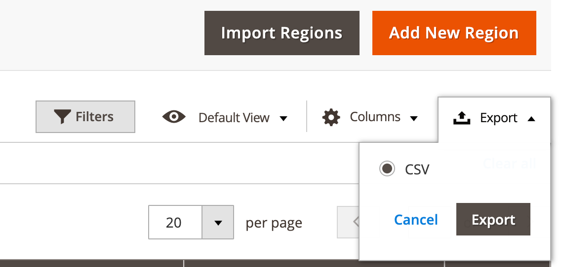 Magento 2 Region Export as CSV