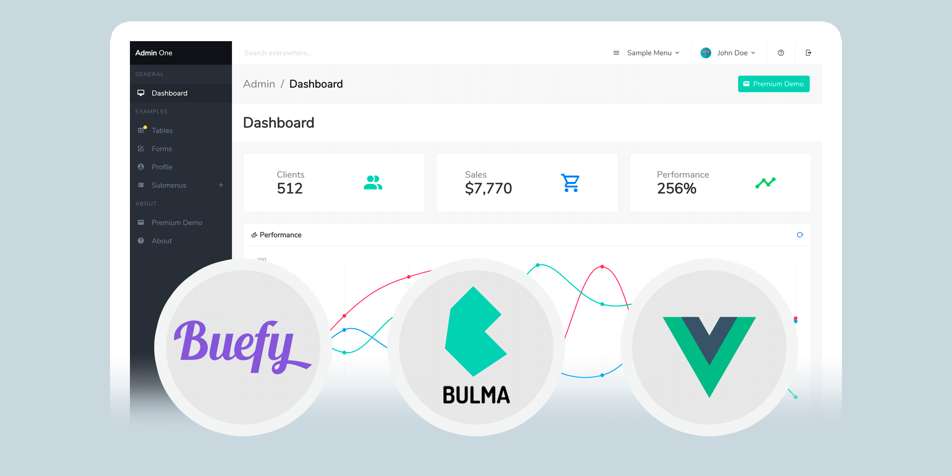 Vue.js Bulma free admin dashboard