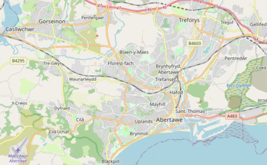 Mapio Cymru: Abertawe