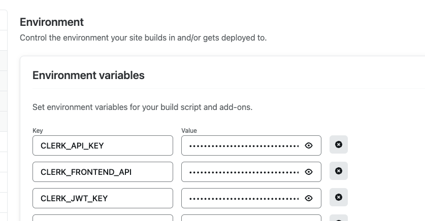 screenshot of env vars in Netlify UI