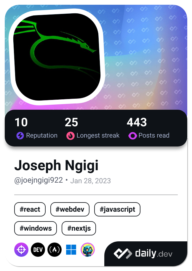 Joseph Ngigi's Dev Card