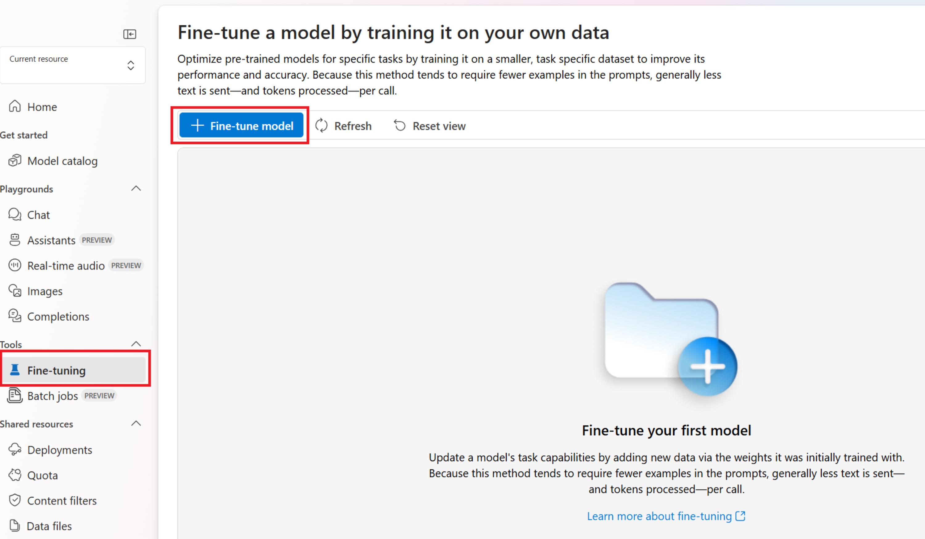 Screenshot of the Training data pane for the Create custom model wizard, with local file options.