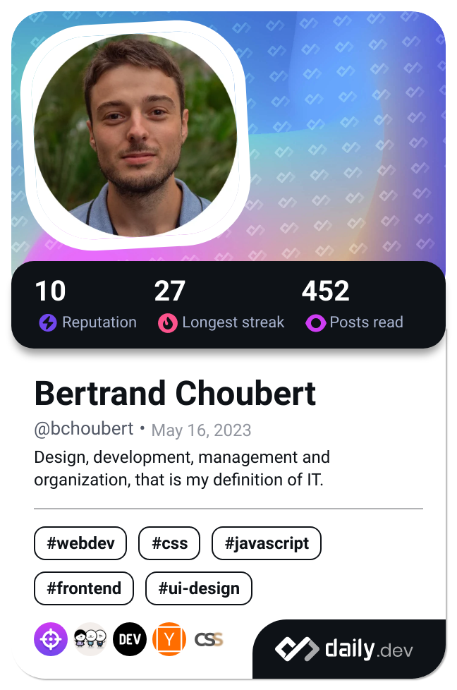 Bertrand Choubert's Dev Card