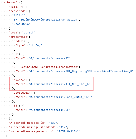 Example of EDI items in the same position