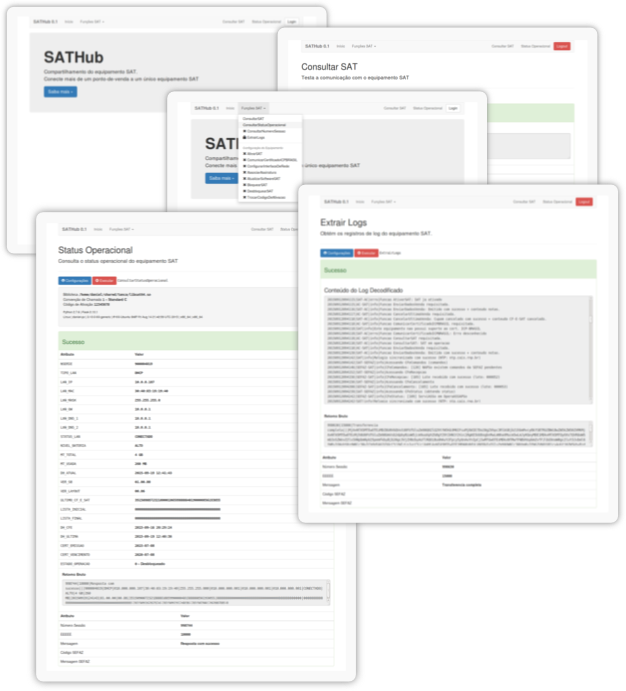 Screenshots do front-end SATHub.