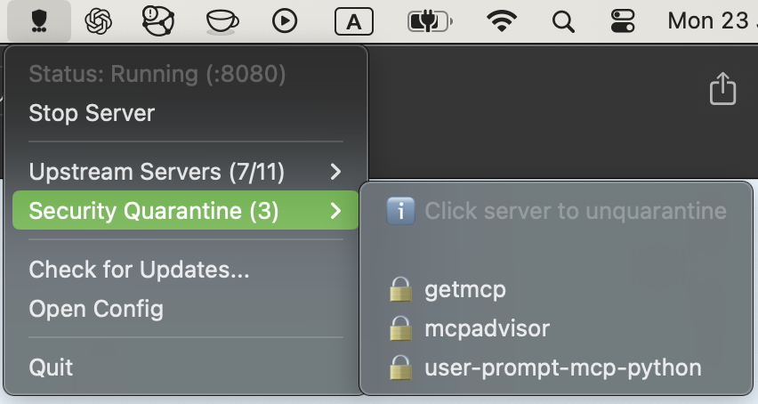 System Tray - Quarantine Management