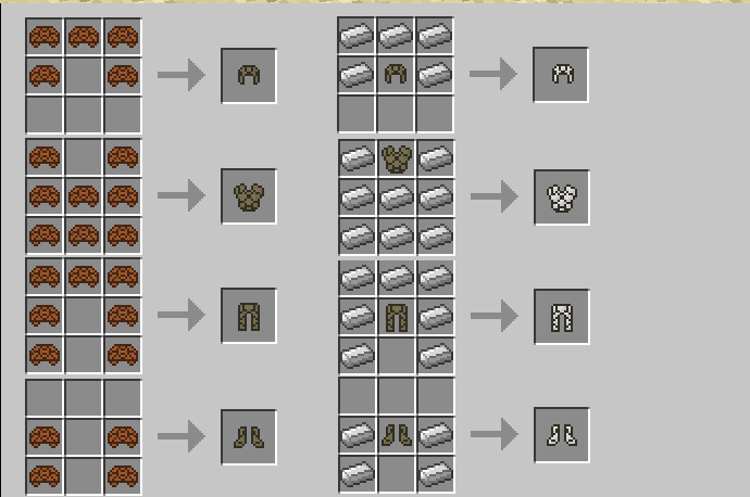 Base Recipe (Left) and Upgrade Recipe Template (Right)