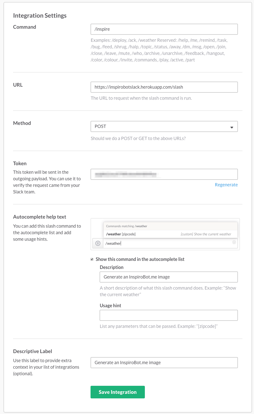 Image of Slash Command Settings