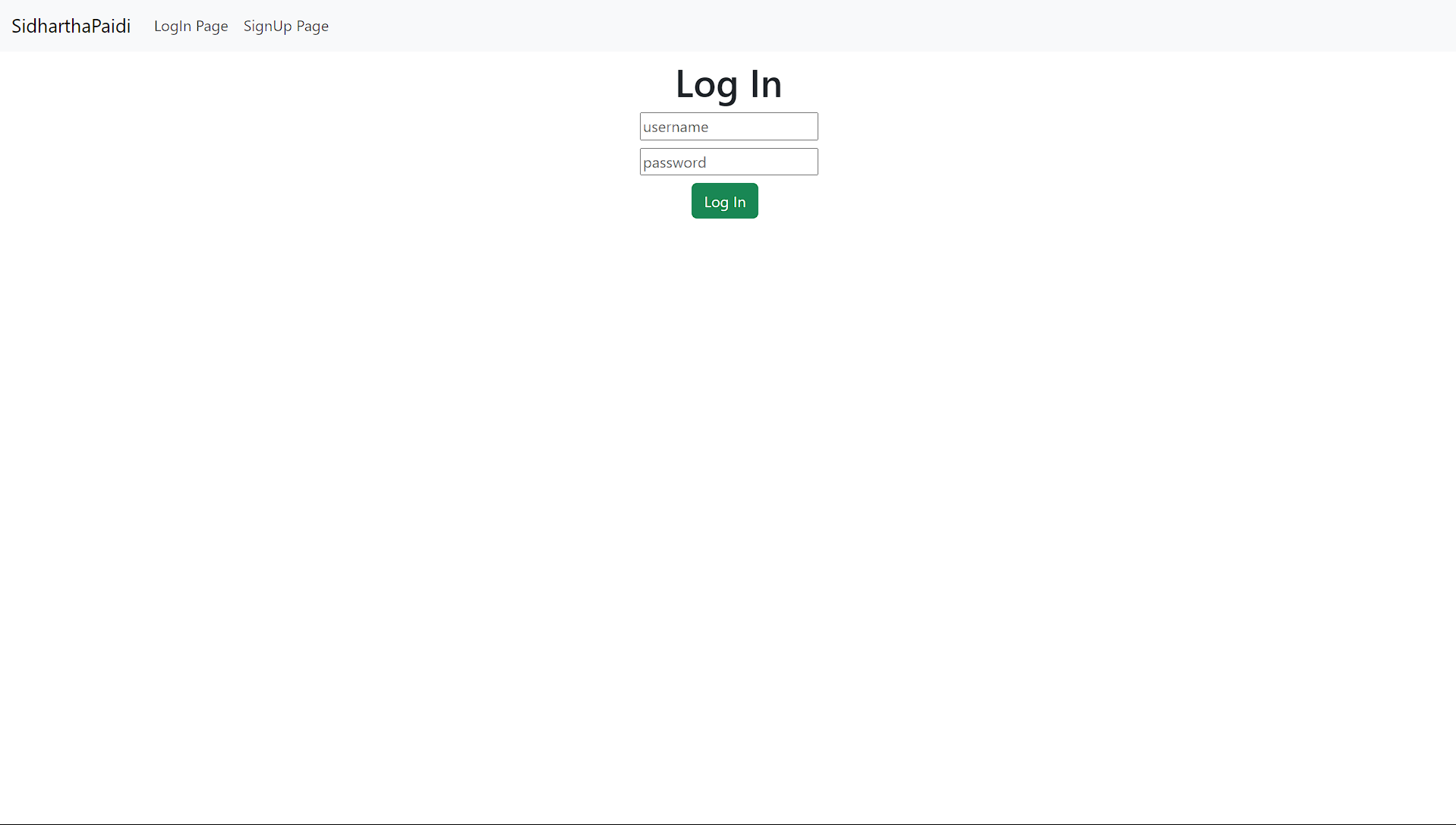 Authentication Page Demo