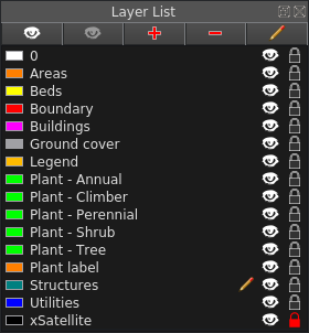 Screenshot of QCAD layers widget