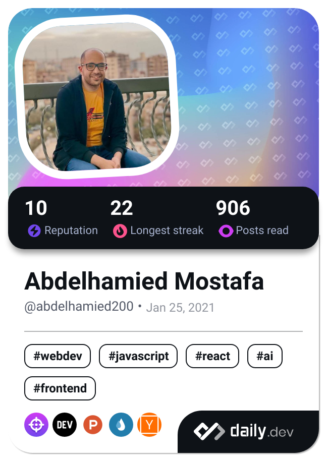 Abdelhamied Mostafa's Dev Card