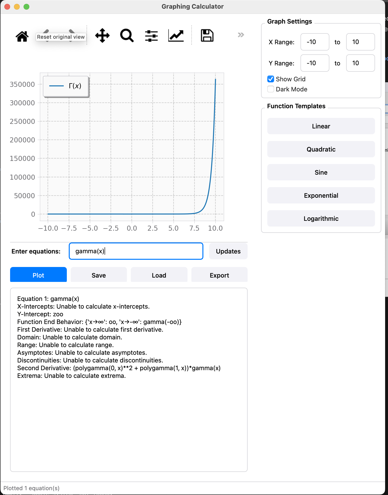 Graphing Calculator Interface