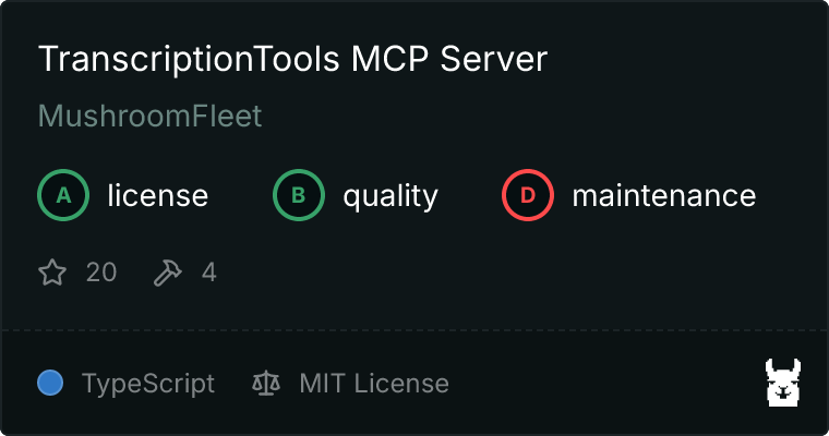 TranscriptionTools Server MCP server