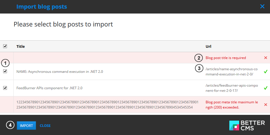 Blogs import - 2 step