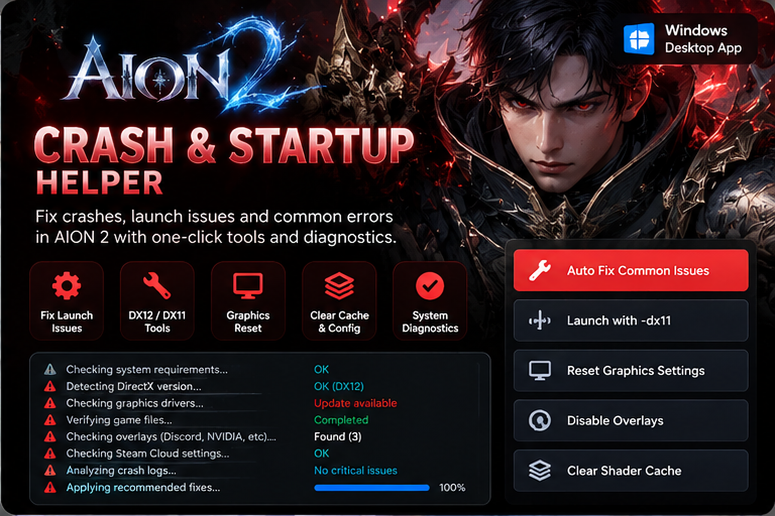 AION 2 Crash & Startup Helper Banner
