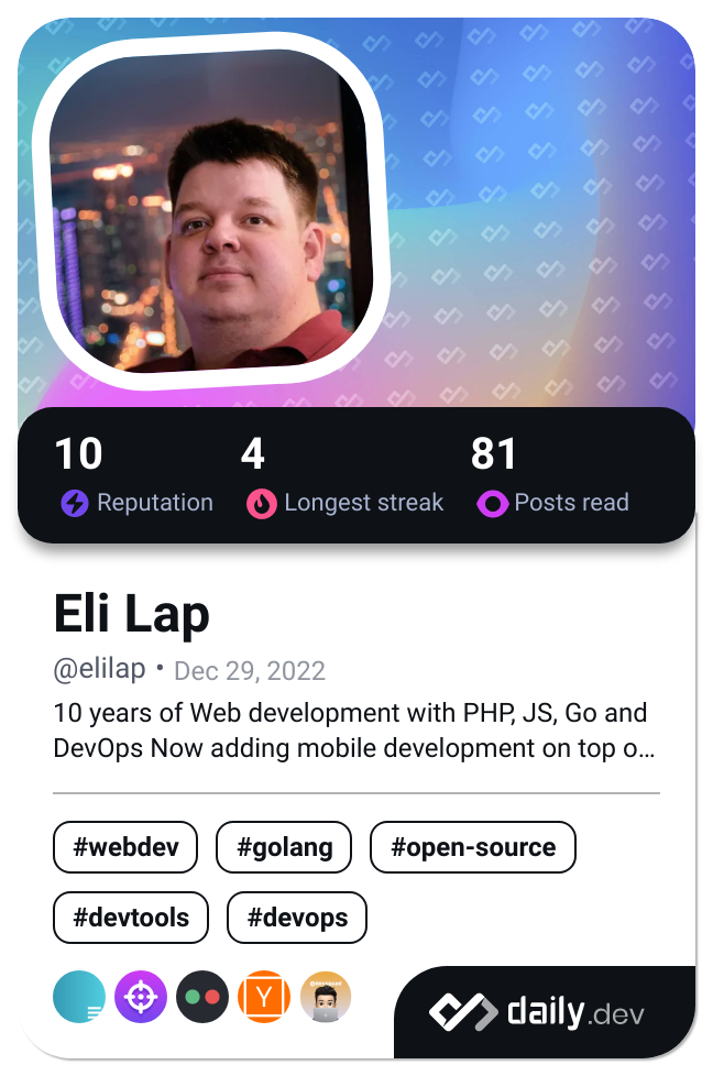 Eli Lap's Dev Card