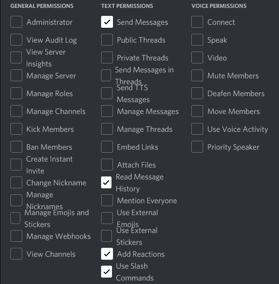 Bot permissions