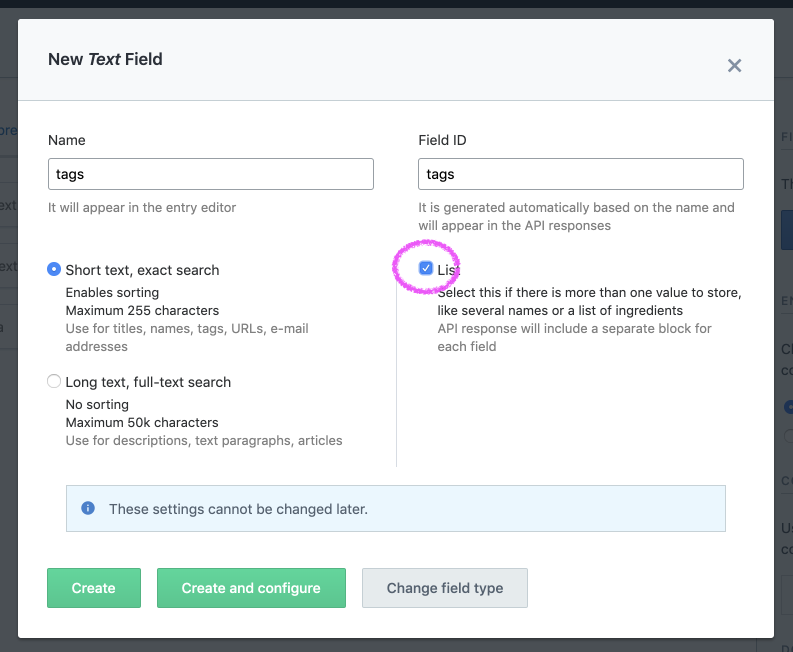 create tags field