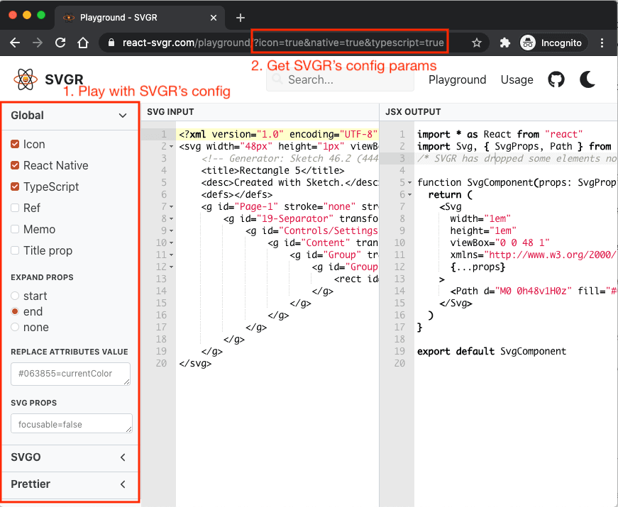 SVG to React API