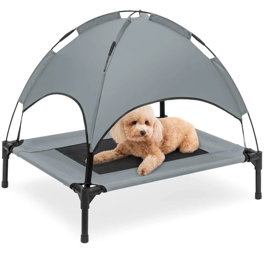 best-choice-products-30in-raised-mesh-cot-cooling-dog-bed-w-removable-canopy-tent-travel-bag-gray-1