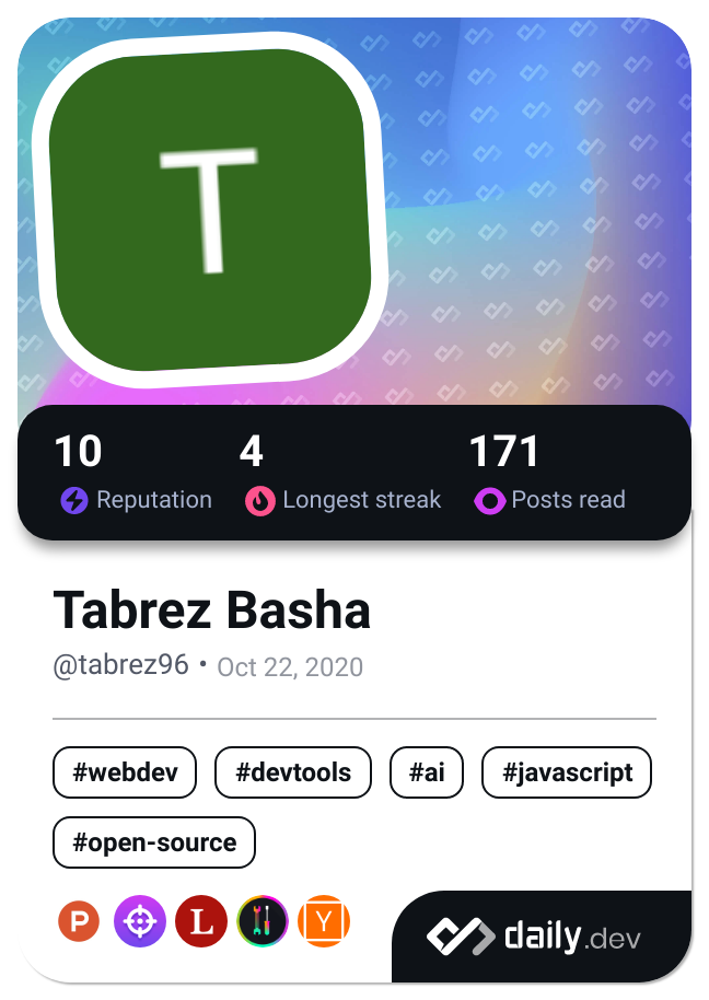 Tabrez Basha's Dev Card