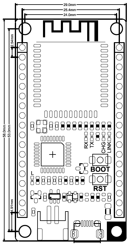 Fig1: FireBeetle Board-328P with BLE4.1尺寸图