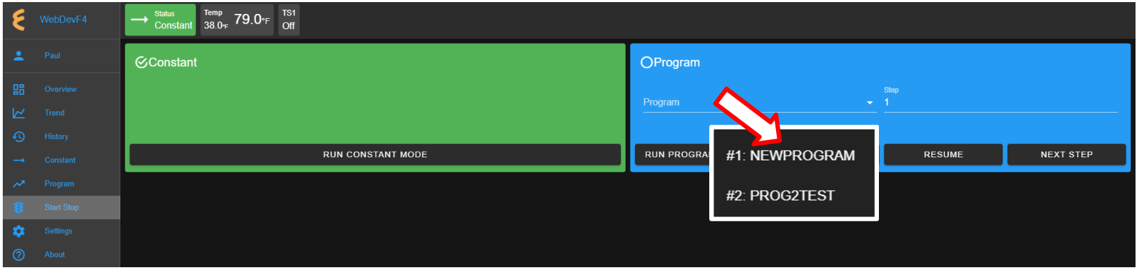 Executing a program from the Program List