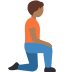 Person kneeling facing right: medium-dark skin tone