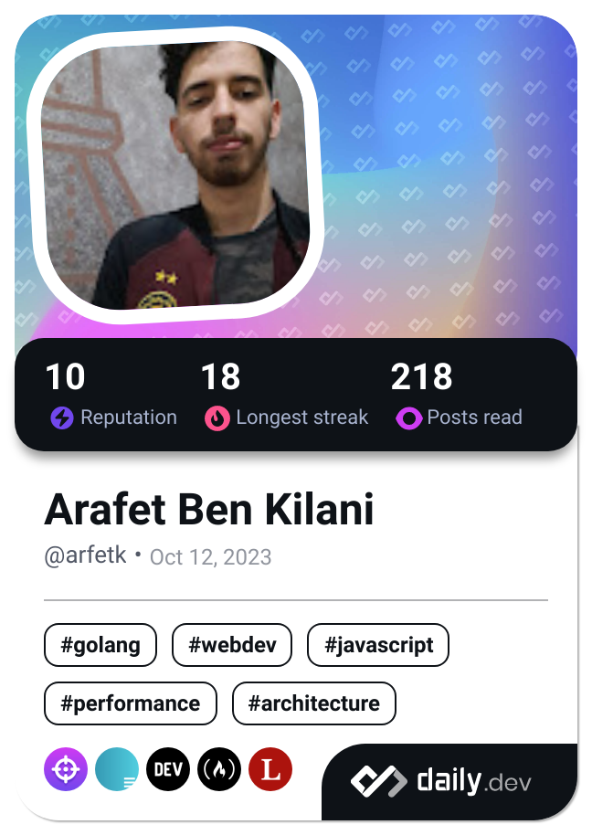 Arafet Ben Kilani's Dev Card